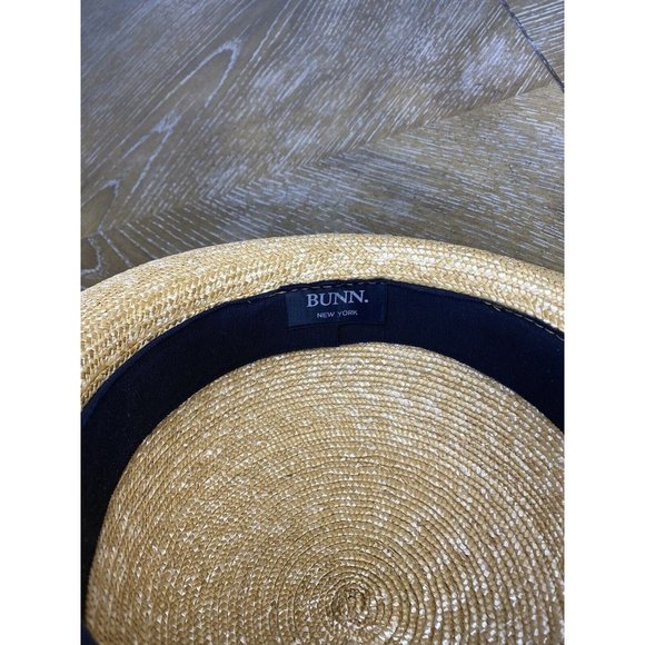 Handmade Bunn. New York Straw Sun Hat Black Rim Classic Natural Tan - Picture 11 of 12